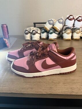 Nike Dunk Low Pink and Brown Leather Sneakers